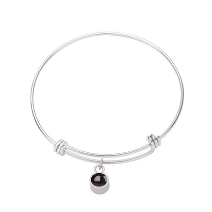 Custom Hidden Photo Projection Adjustable Bangle Round Zircon Bracelet - Hidden Forever