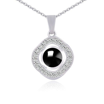 Custom Hidden Photo Projection Black Onyx Necklace - Hidden Forever