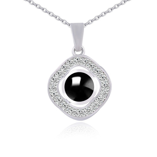 Custom Hidden Photo Projection Black Onyx Necklace - Hidden Forever