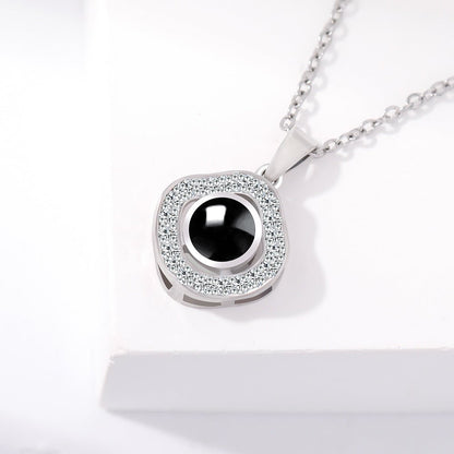 Custom Hidden Photo Projection Black Onyx Necklace - Hidden Forever