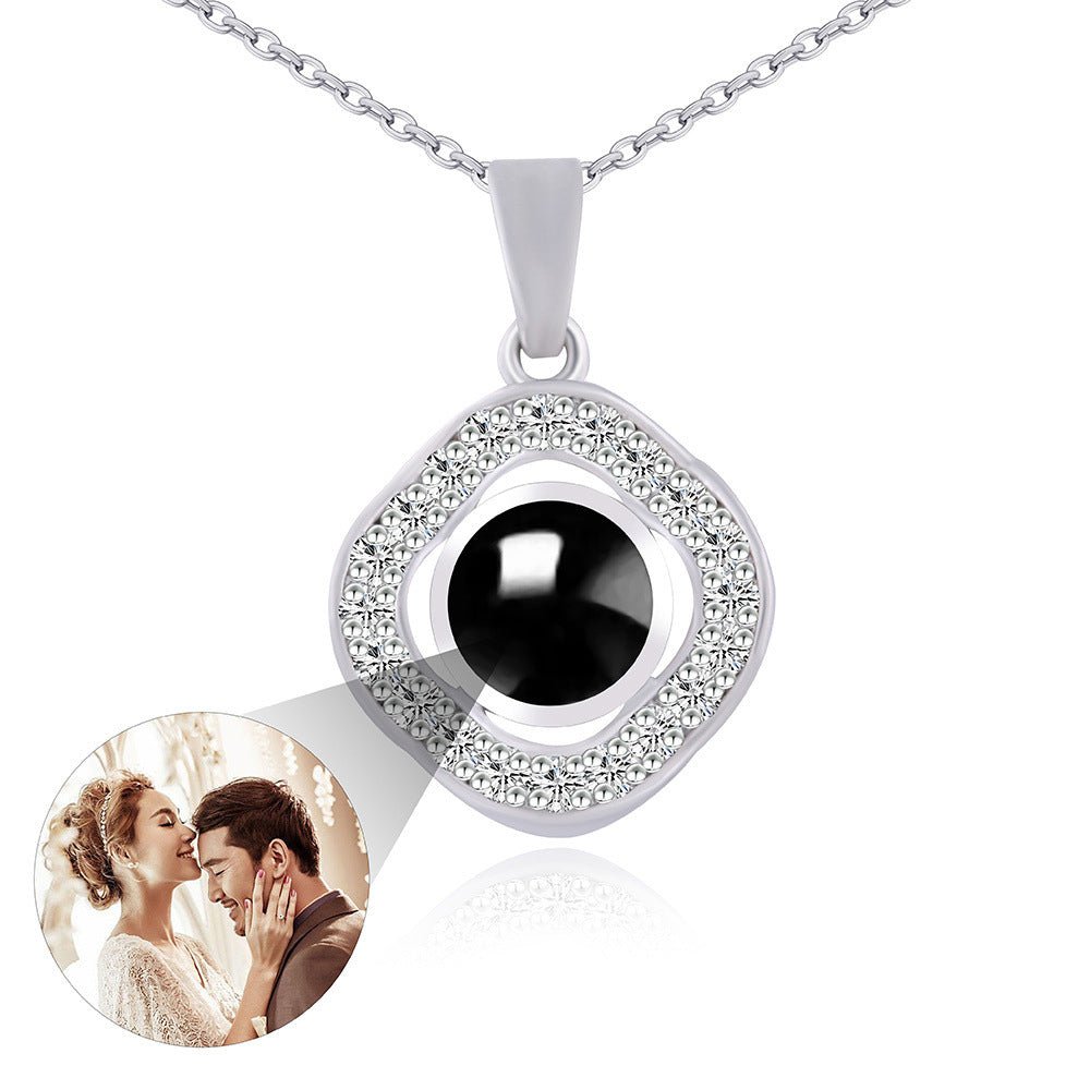 Custom Hidden Photo Projection Black Onyx Necklace - Hidden Forever