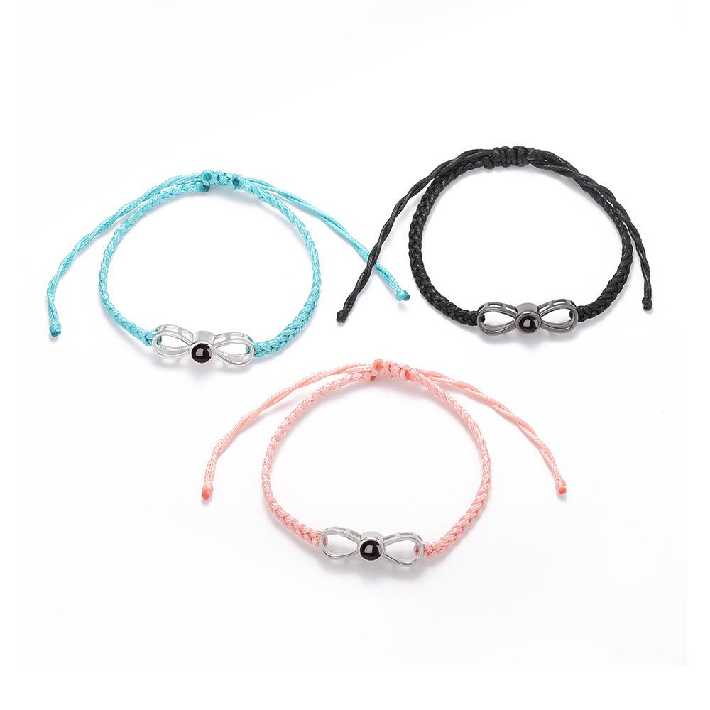Custom Hidden Photo Projection Braided Infinity Zircon Bracelet - Hidden Forever