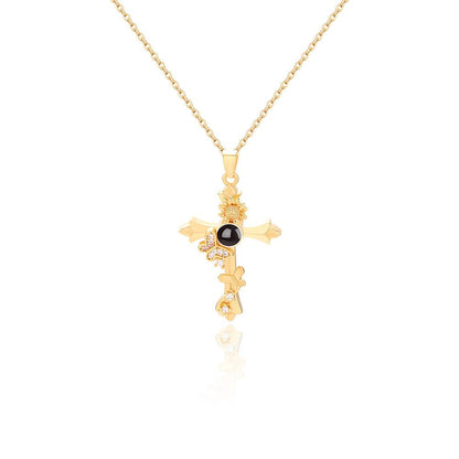Custom Hidden Photo Projection Butterfly Cross Necklace - Hidden Forever