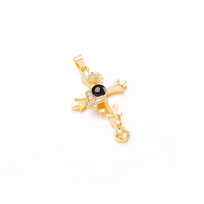 Custom Hidden Photo Projection Butterfly Cross Necklace - Hidden Forever