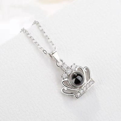 Custom Hidden Photo Projection Crown Jewel Necklace - Hidden Forever
