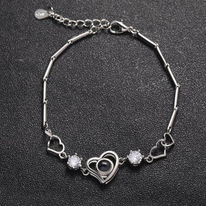 Custom Hidden Photo Projection Diamond Heart Necklace - Hidden Forever