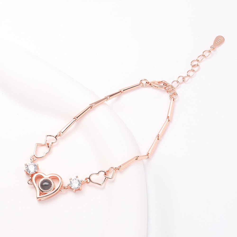 Custom Hidden Photo Projection Diamond Heart Necklace - Hidden Forever
