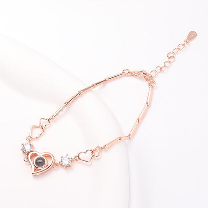 Custom Hidden Photo Projection Diamond Heart Necklace - Hidden Forever