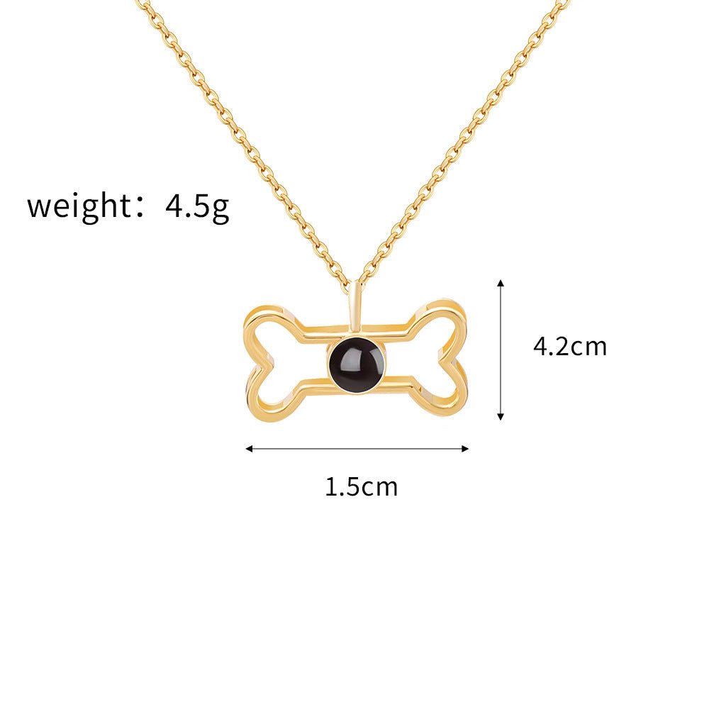 Custom Hidden Photo Projection Dog Bone Necklace - Hidden Forever