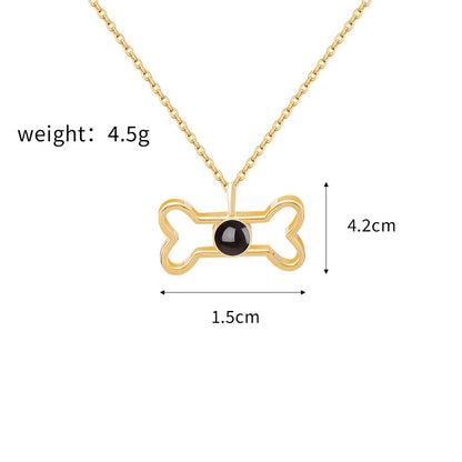 Custom Hidden Photo Projection Dog Bone Necklace - Hidden Forever