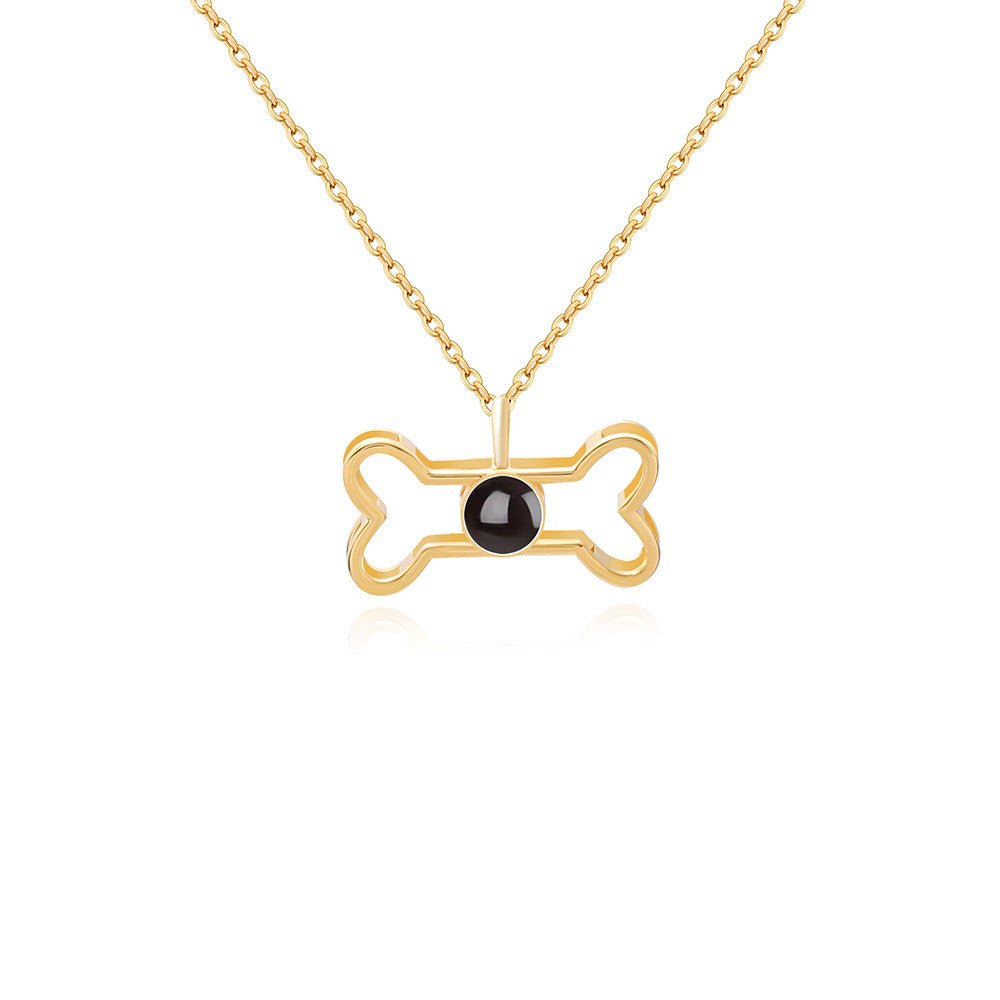 Custom Hidden Photo Projection Dog Bone Necklace - Hidden Forever