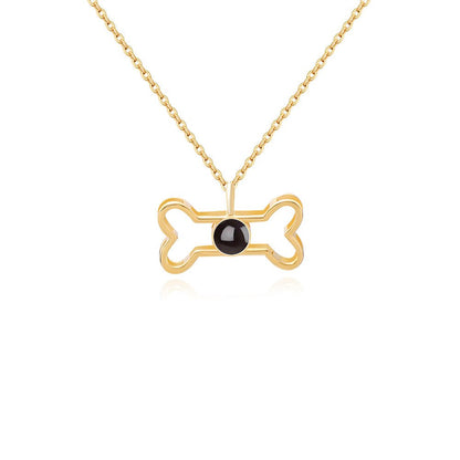 Custom Hidden Photo Projection Dog Bone Necklace - Hidden Forever