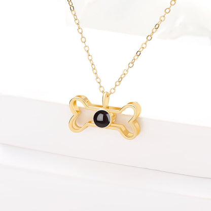 Custom Hidden Photo Projection Dog Bone Necklace - Hidden Forever