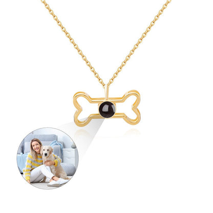 Custom Hidden Photo Projection Dog Bone Necklace - Hidden Forever
