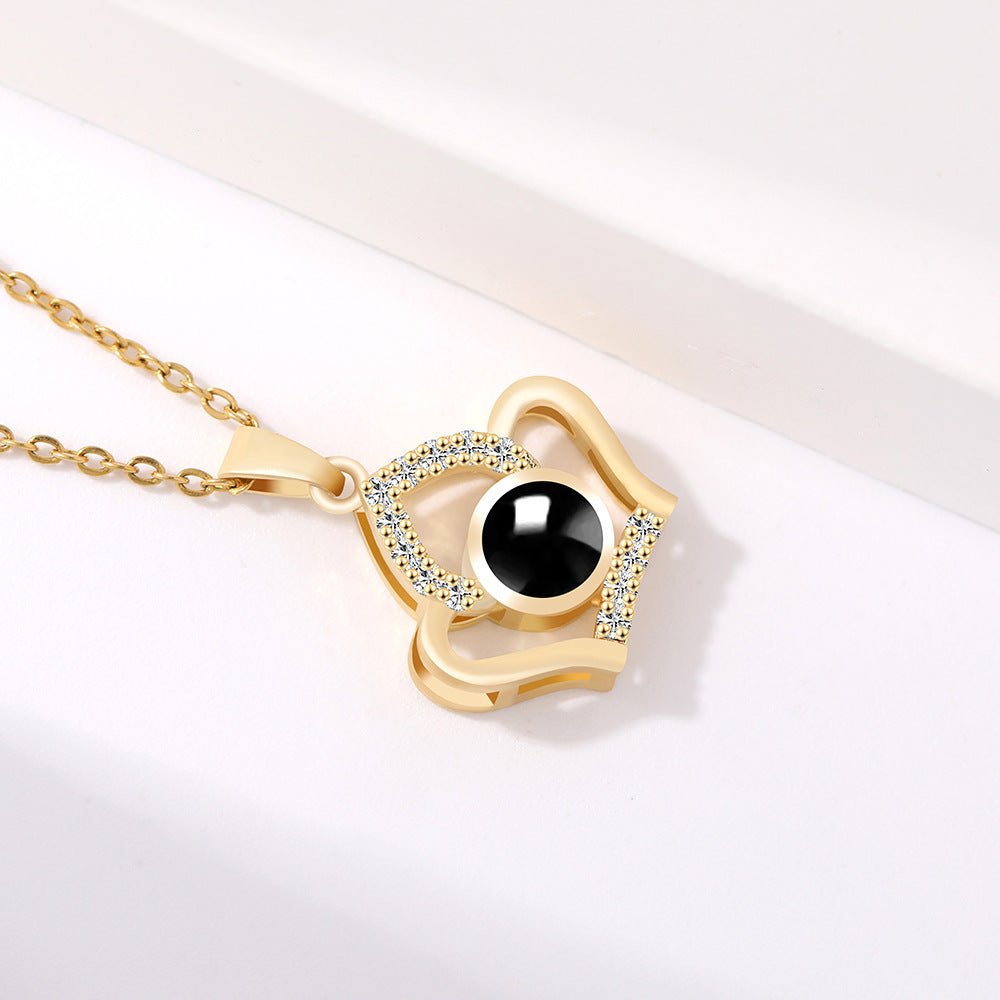 Custom Hidden Photo Projection Embellished Imperial Crown Necklace - Hidden Forever
