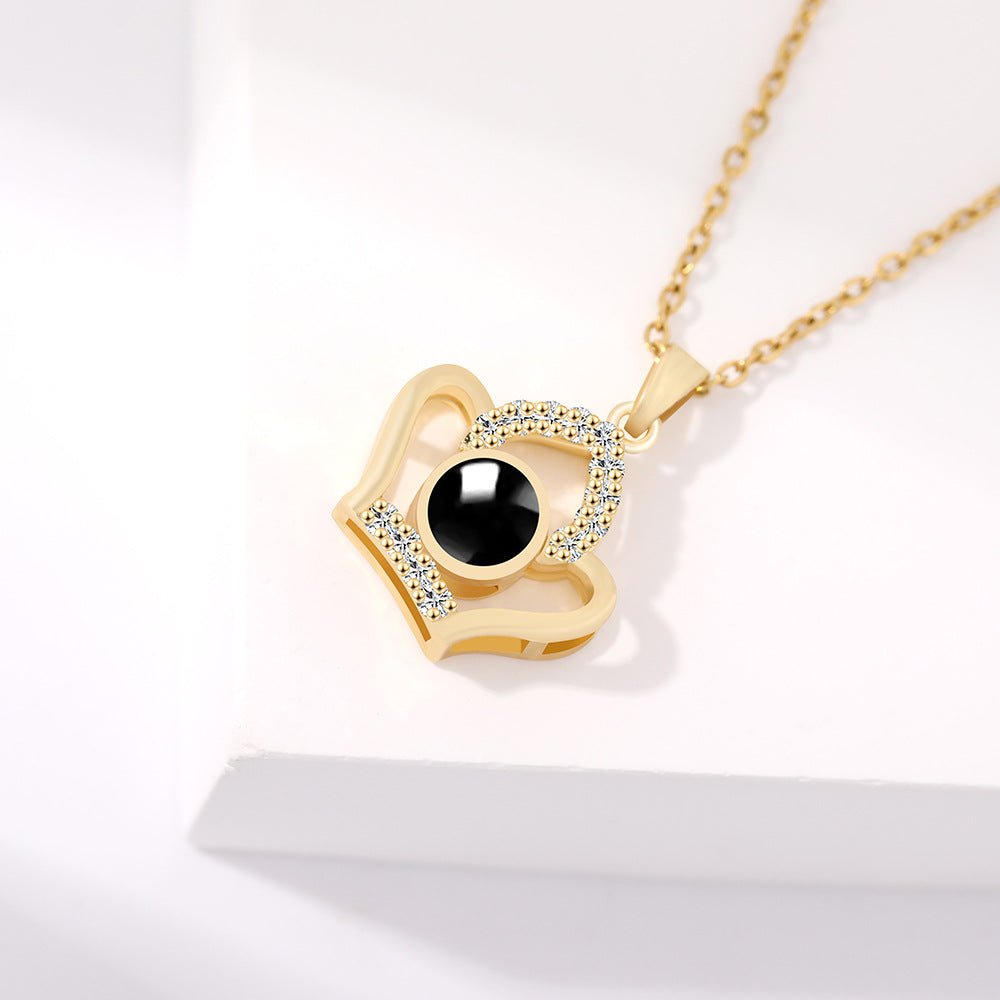 Custom Hidden Photo Projection Embellished Imperial Crown Necklace - Hidden Forever