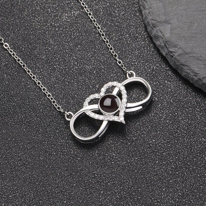 Custom Hidden Photo Projection Infinity Heart Necklace - Hidden Forever
