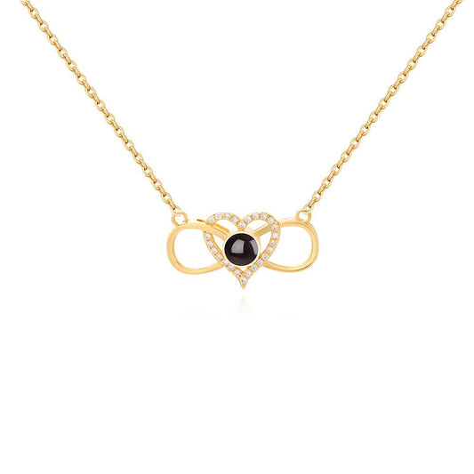 Custom Hidden Photo Projection Infinity Heart Necklace - Hidden Forever