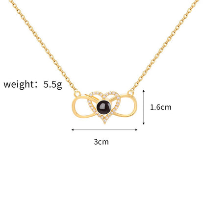 Custom Hidden Photo Projection Infinity Heart Necklace - Hidden Forever