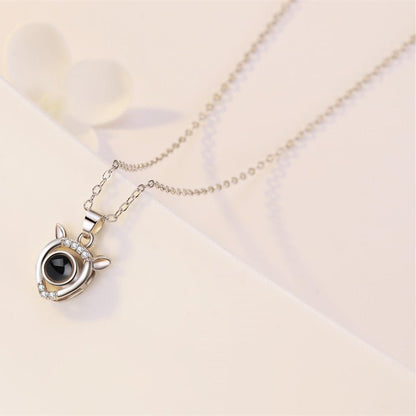 Custom Hidden Photo Projection Mini Fawn Diamond Necklace - Hidden Forever