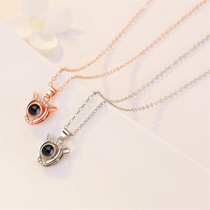 Custom Hidden Photo Projection Mini Fawn Diamond Necklace - Hidden Forever