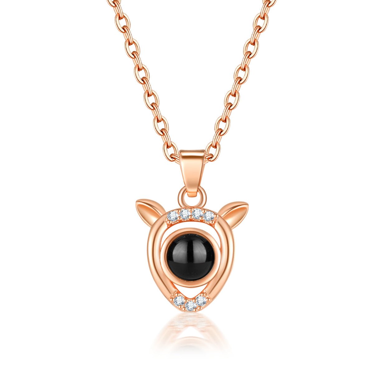 Custom Hidden Photo Projection Mini Fawn Diamond Necklace - Hidden Forever