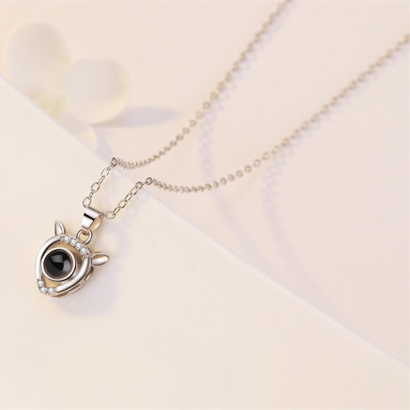 Custom Hidden Photo Projection Mini Fawn Diamond Necklace - Hidden Forever