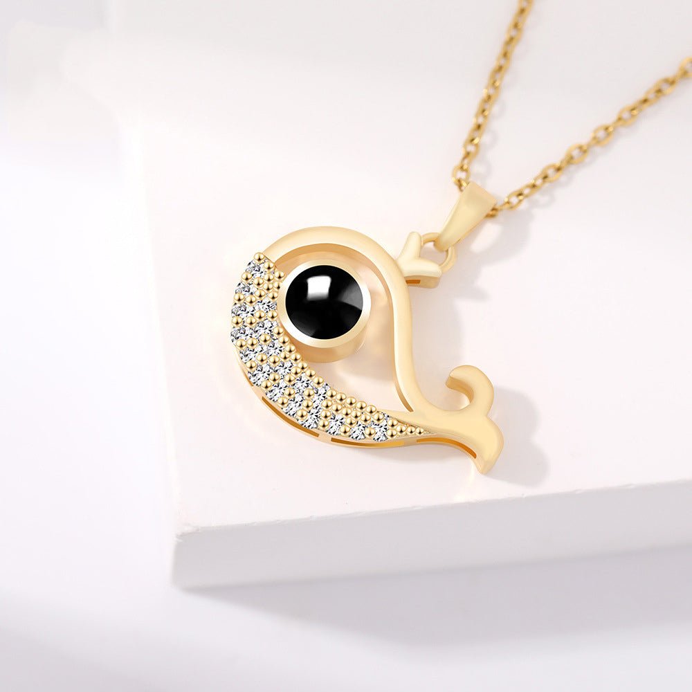 Custom Hidden Photo Projection Mini Whale Necklace - Hidden Forever