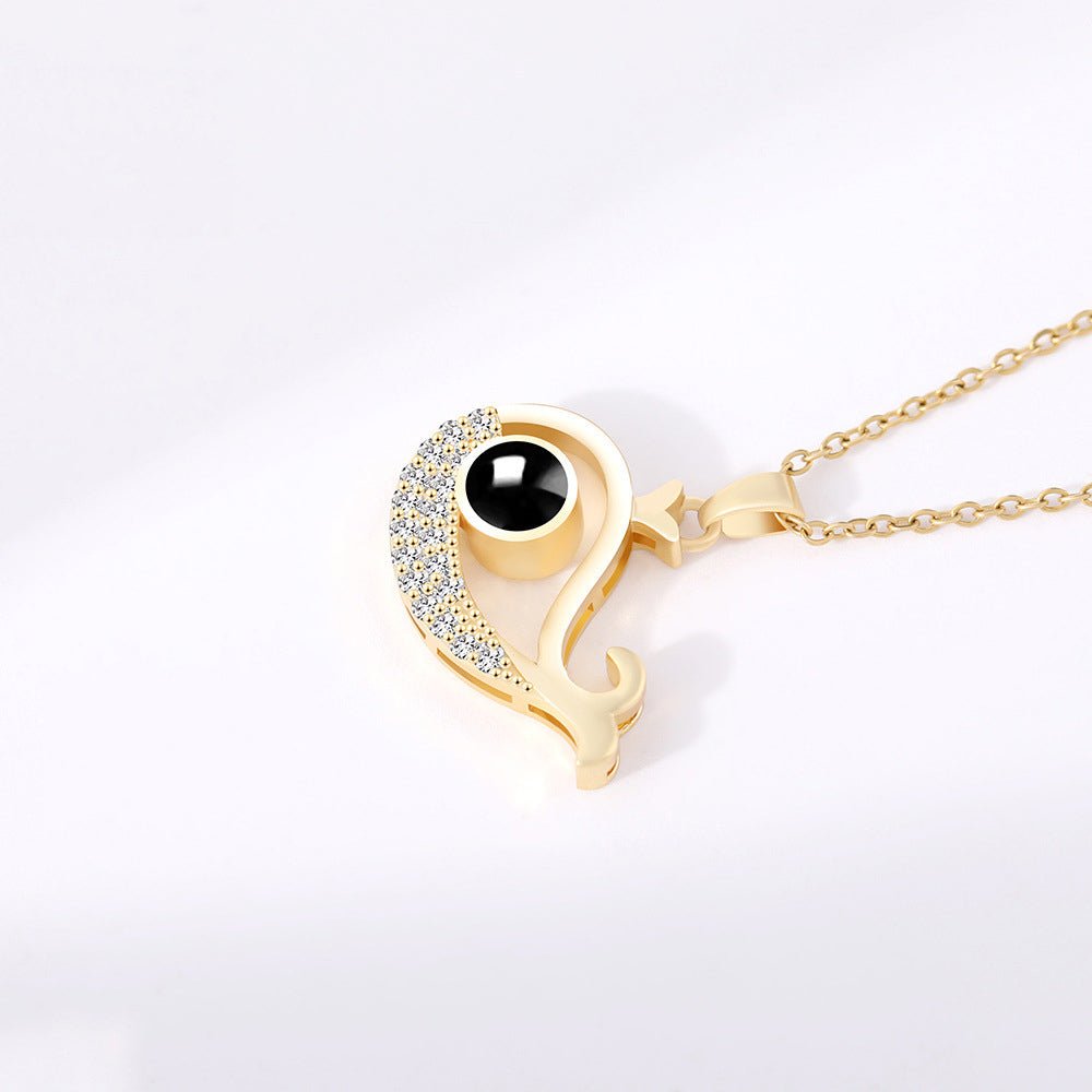 Custom Hidden Photo Projection Mini Whale Necklace - Hidden Forever