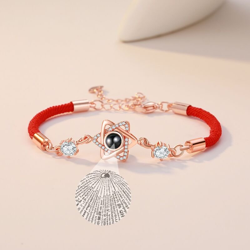 Custom Hidden Photo Projection Rope Hexagram Star Bracelet - Hidden Forever