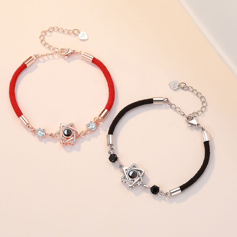 Custom Hidden Photo Projection Rope Hexagram Star Bracelet - Hidden Forever