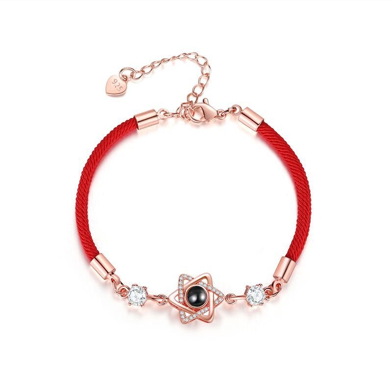 Custom Hidden Photo Projection Rope Hexagram Star Bracelet - Hidden Forever