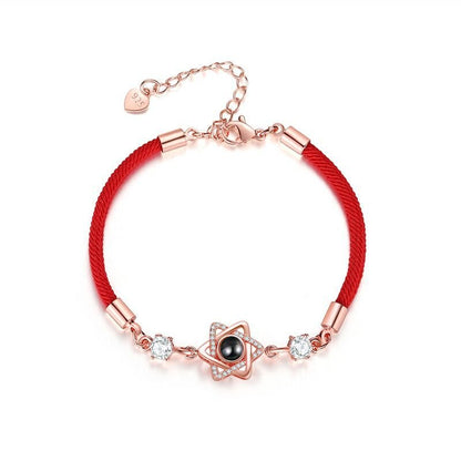 Custom Hidden Photo Projection Rope Hexagram Star Bracelet - Hidden Forever
