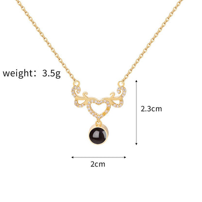 Custom Hidden Photo Projection Winged Heart Necklace - Hidden Forever