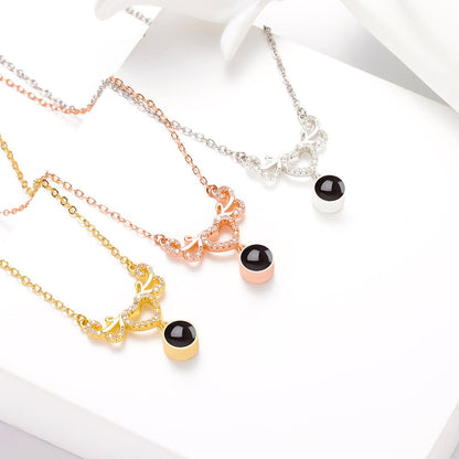 Custom Hidden Photo Projection Winged Heart Necklace - Hidden Forever