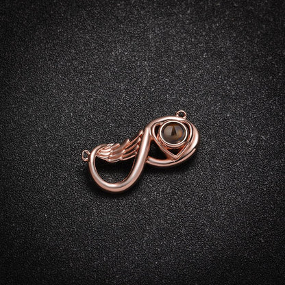 Custom Infinity Wing Heart Hidden Photo Necklace - Hidden Forever
