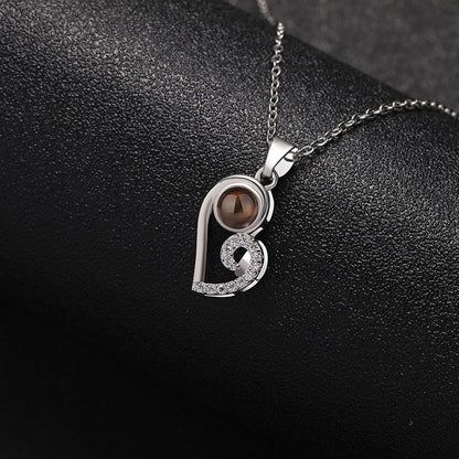 Custom Modern Twist Heart Hidden Photo Necklace - Hidden Forever