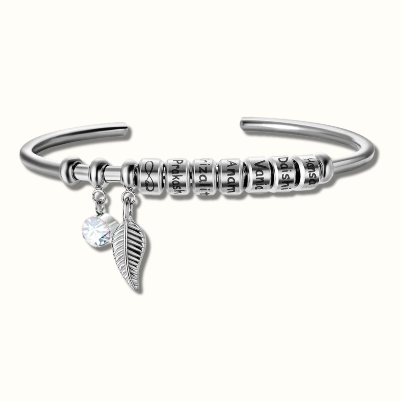 Custom Mother Bangle with Birthstone and Children's Name - Hidden Forever