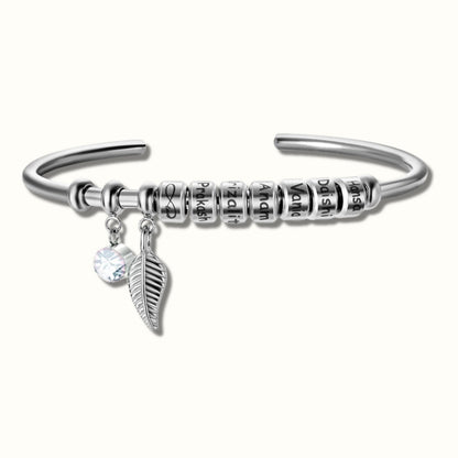 Custom Mother Bangle with Birthstone and Children's Name - Hidden Forever