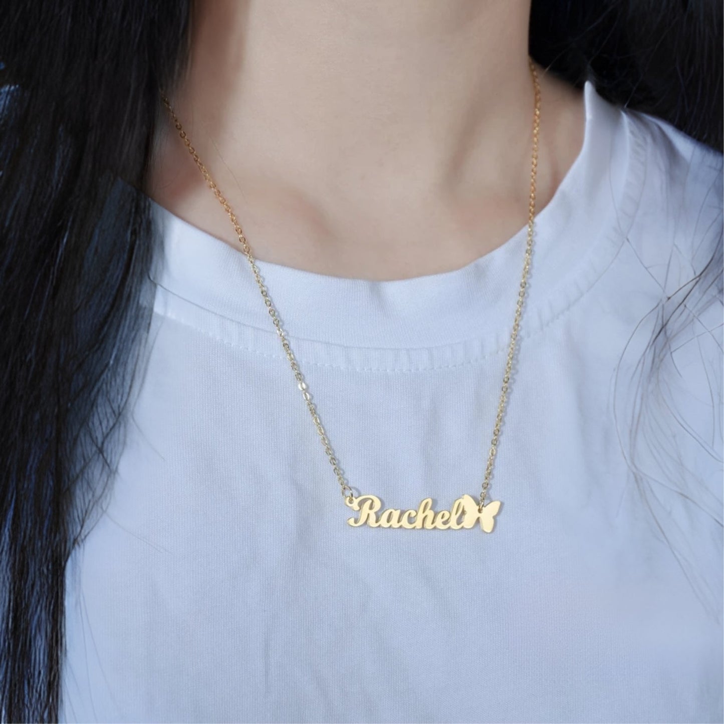 Custom Name and Butterly Necklace - Hidden Forever