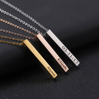 Custom Name Vertical Bar Necklace - Hidden Forever