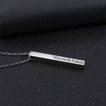 Custom Name Vertical Bar Necklace - Hidden Forever