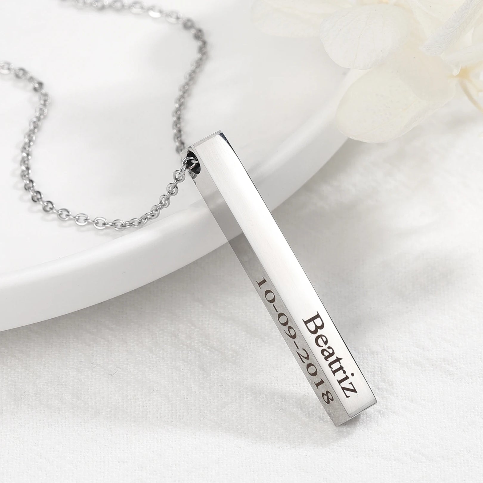 Custom Name Vertical Bar Necklace - Hidden Forever