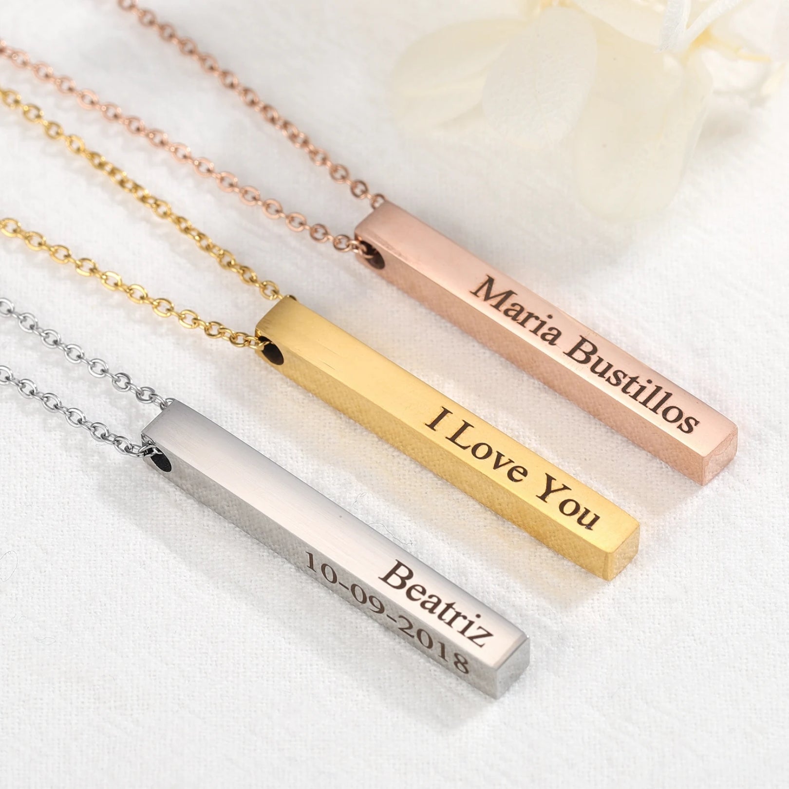 Custom Name Vertical Bar Necklace - Hidden Forever