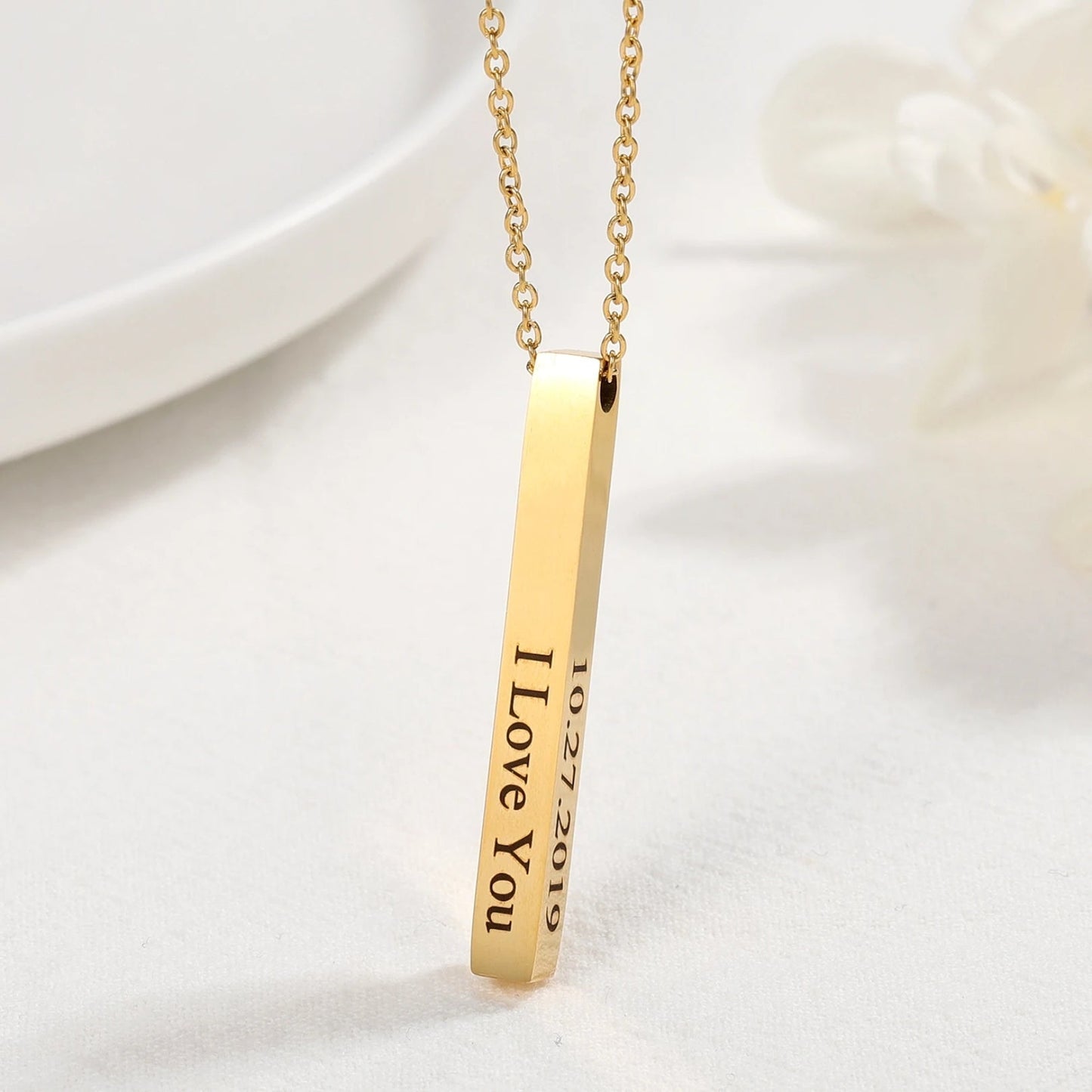 Custom Name Vertical Bar Necklace - Hidden Forever