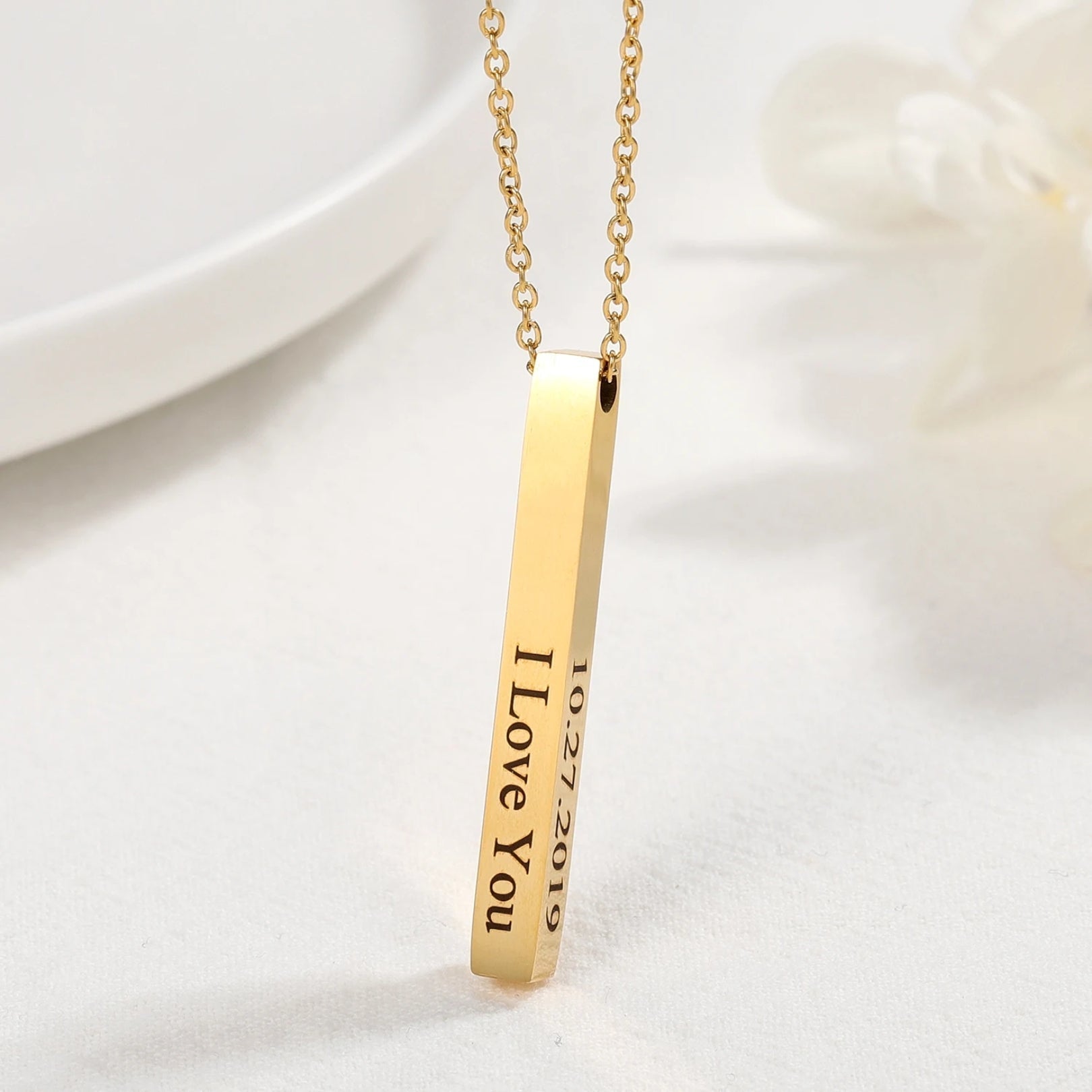 Custom Name Vertical Bar Necklace - Hidden Forever