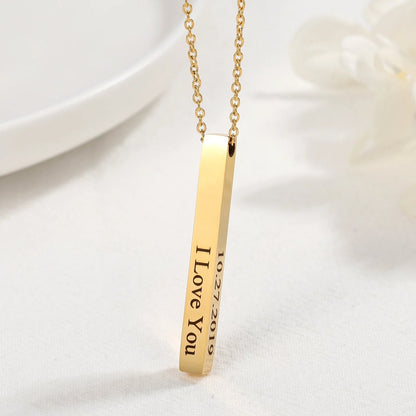 Custom Name Vertical Bar Necklace - Hidden Forever