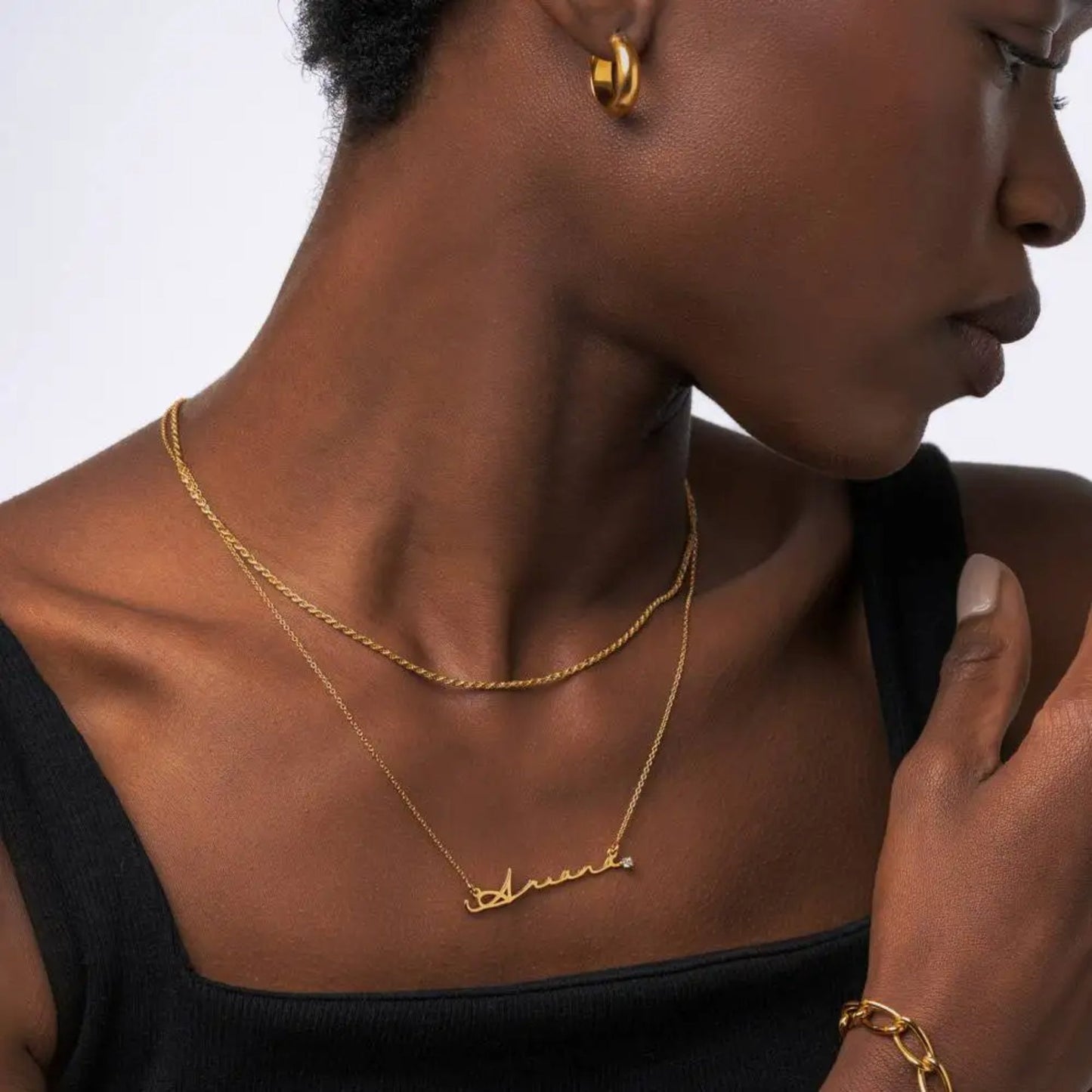 Custom Name with Diamond Tip Necklace - Hidden Forever