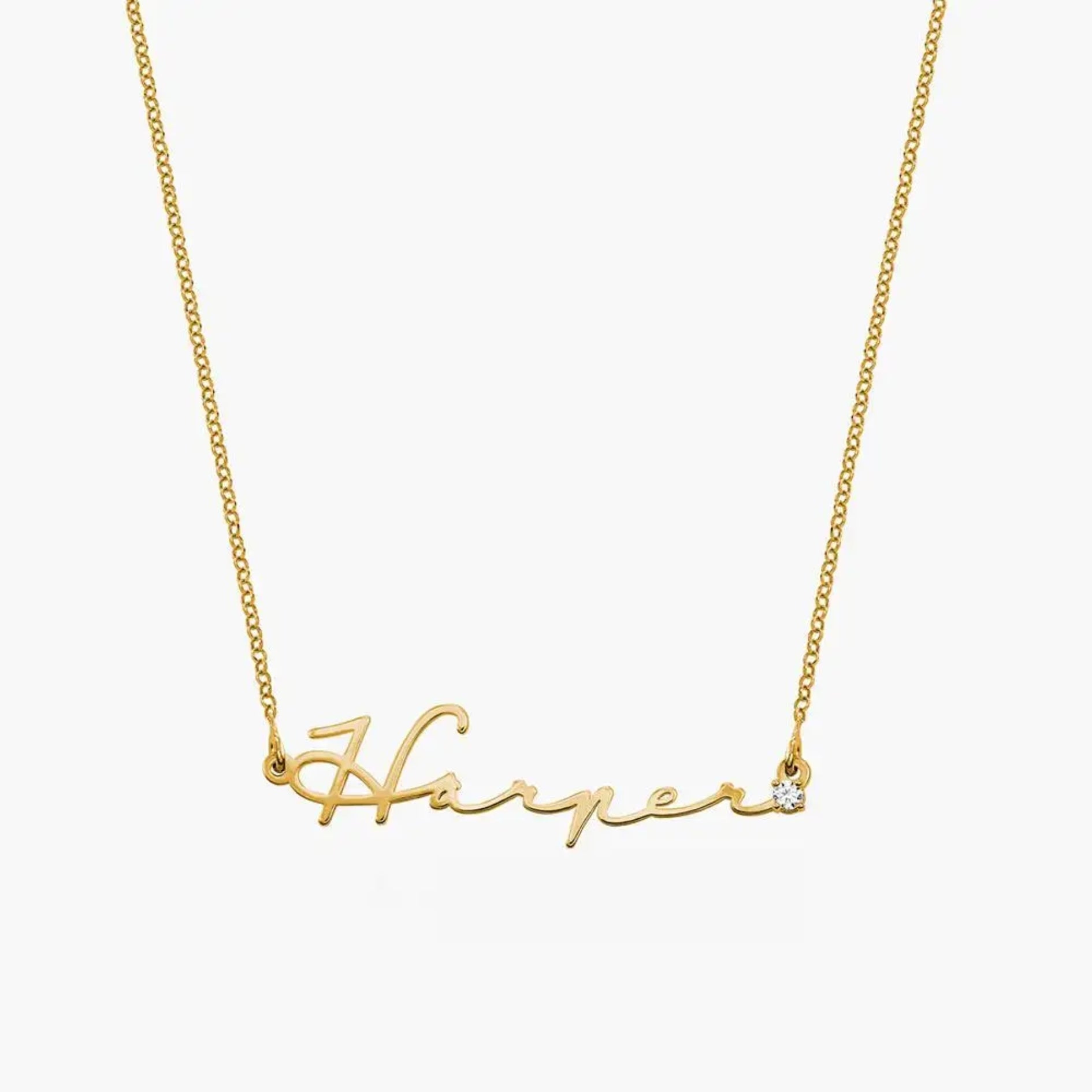 Custom Name with Diamond Tip Necklace - Hidden Forever