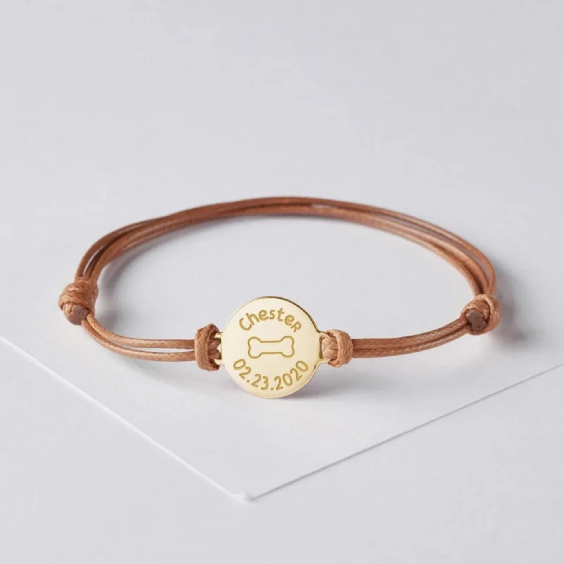 Custom Pet Name and Birthdate Adjustable Leather Bracelets - Hidden Forever